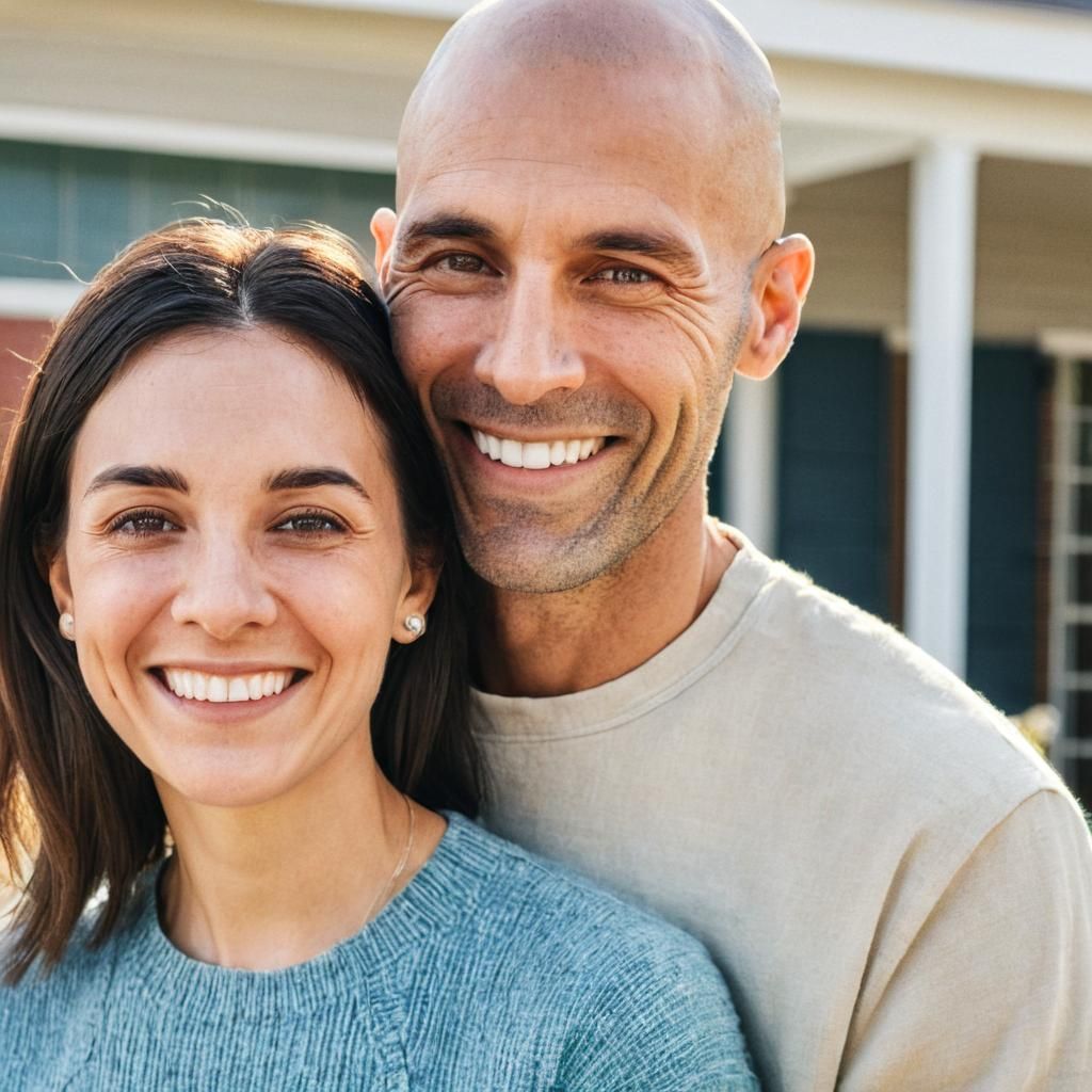 Couple's Warm Embrace in New Home: Soft Focus Portrait