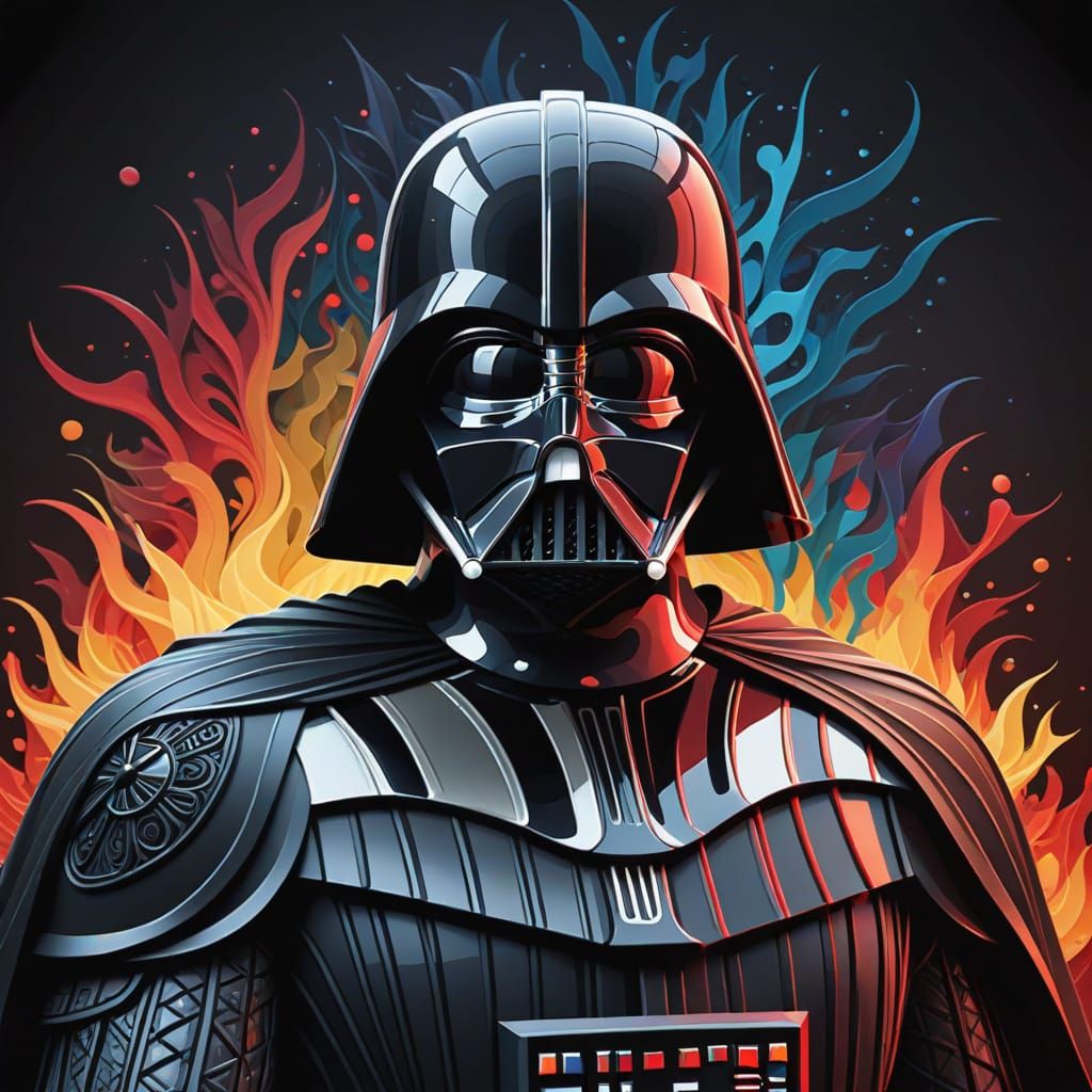 Darth Vader in Abstract Vector Fractal Style