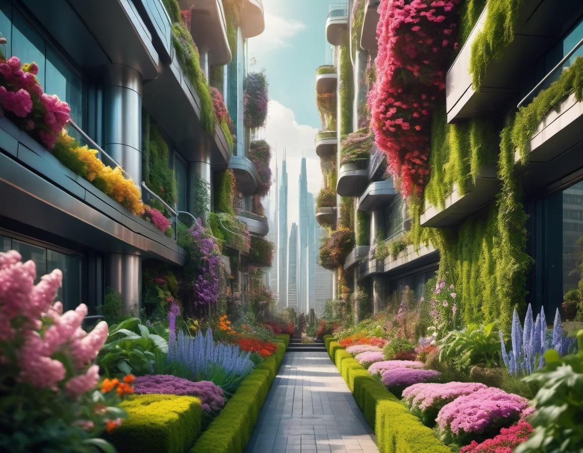 Futuristic Metropolis: Vertical Gardens in Spring