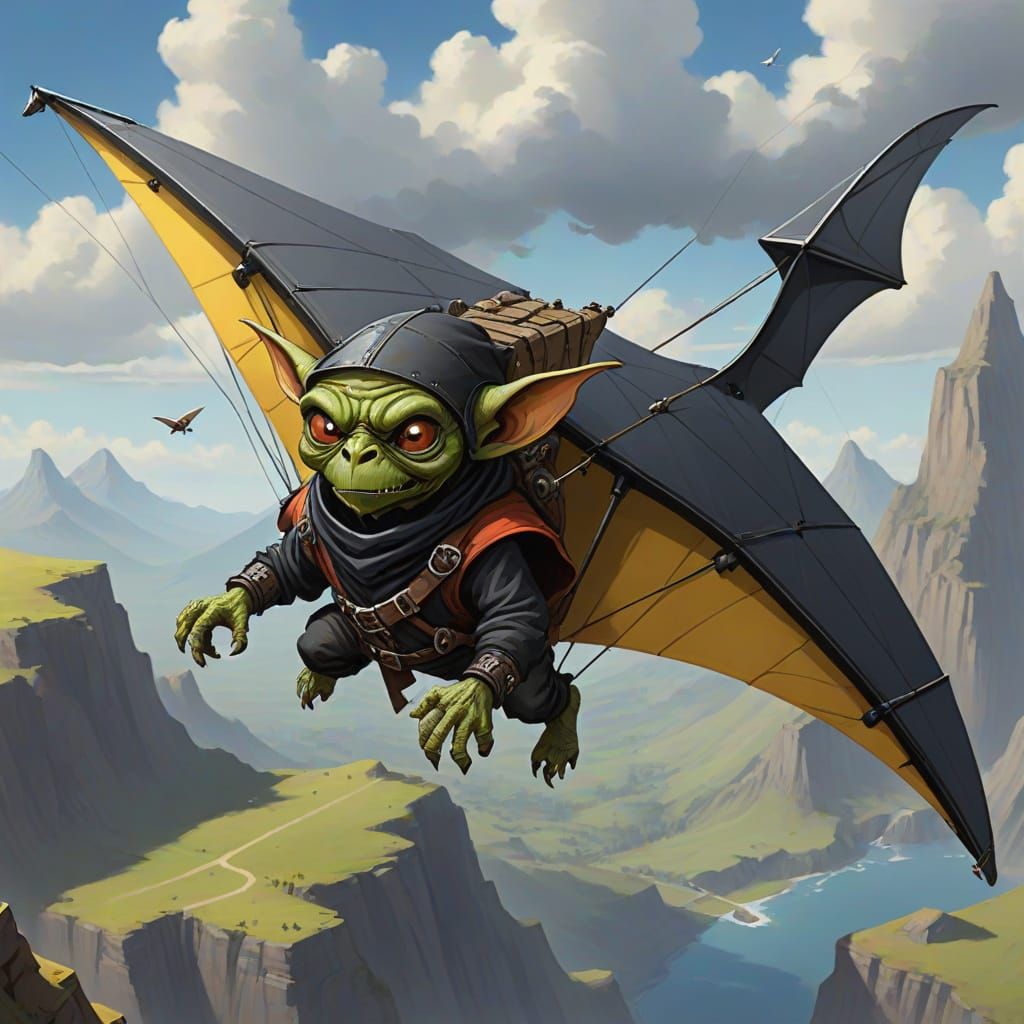 Goblin Soars on Black Hang Glider