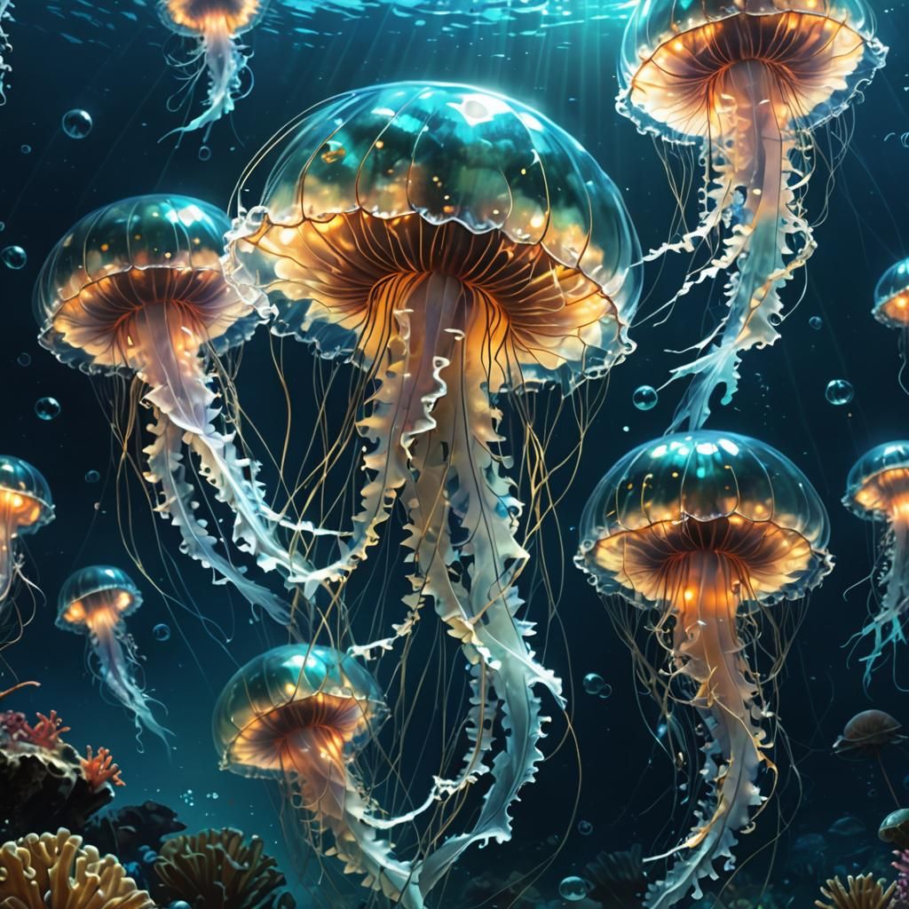 Bioluminescent Jellyfish Digital Painting