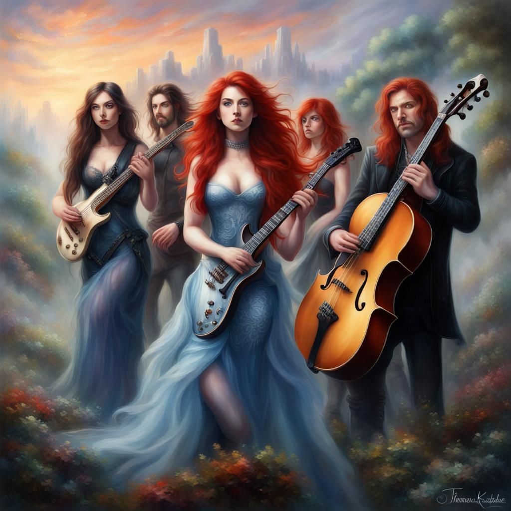 Photorealistic Band with Singers in Fantasy Style