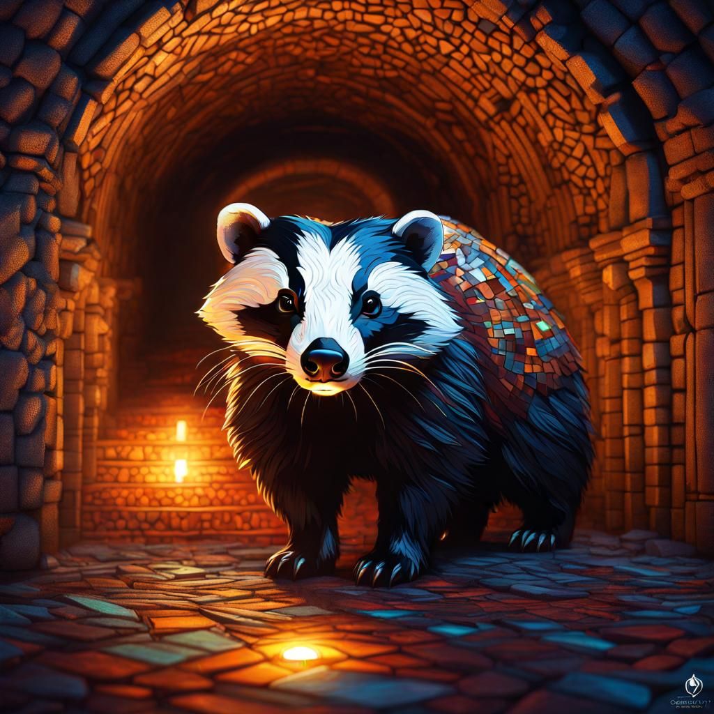 Mosaic Badger in Underground Catacombs