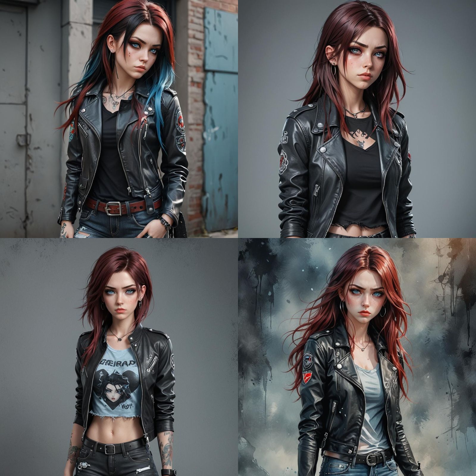 Anime Style Portrait of Woman with Piercings