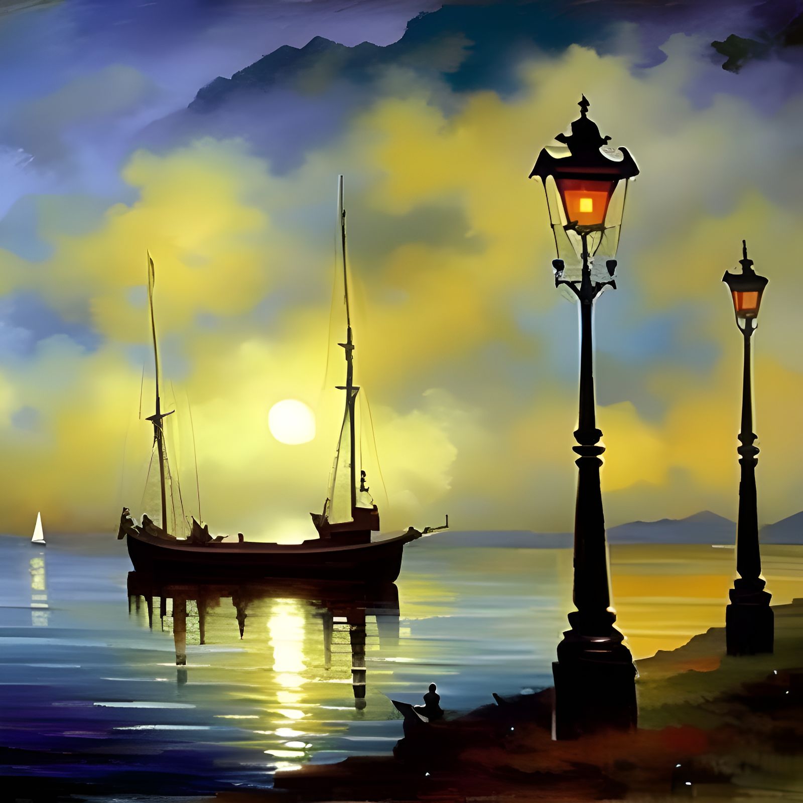 Romantic Old Town Scene in Luminist Style