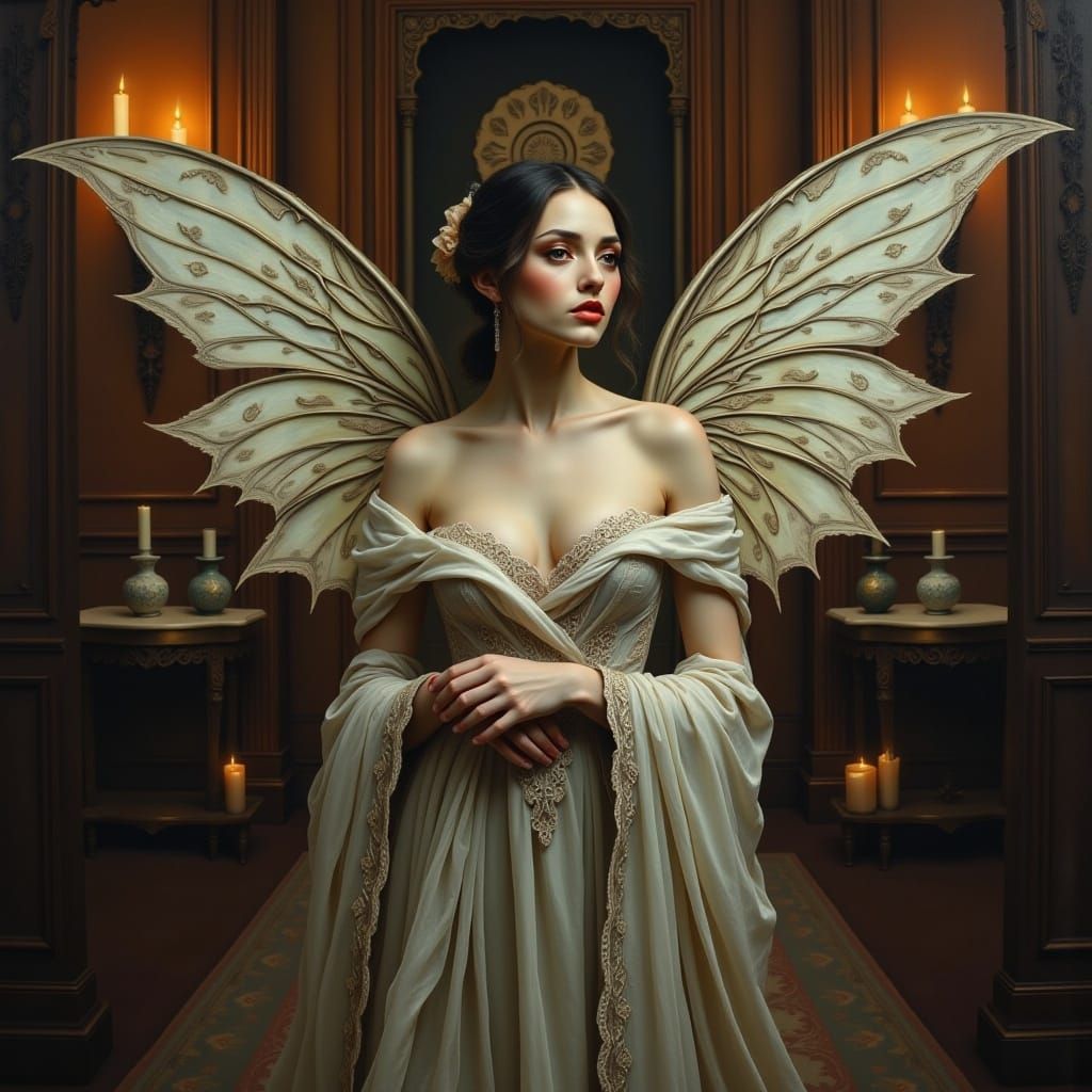 Elegant Fairy Elf in Victorian Gown