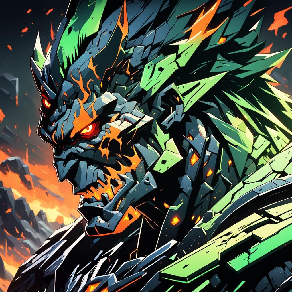 Dramatic Anime Villain with Shattered World in the Backgroun...