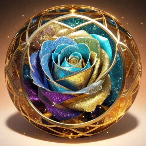 Golden Mercury Rose in Hyperrealistic Splash Art