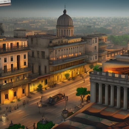 Old Havana Cuba: Detailed Matte Painting