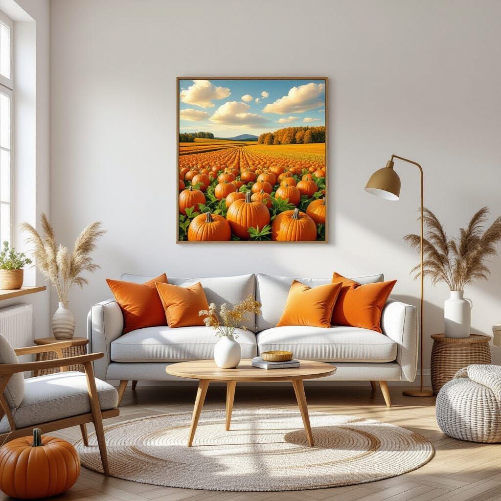 Mid-Century Modern Room Decor with Pumpkin Patch Passion Aes...
