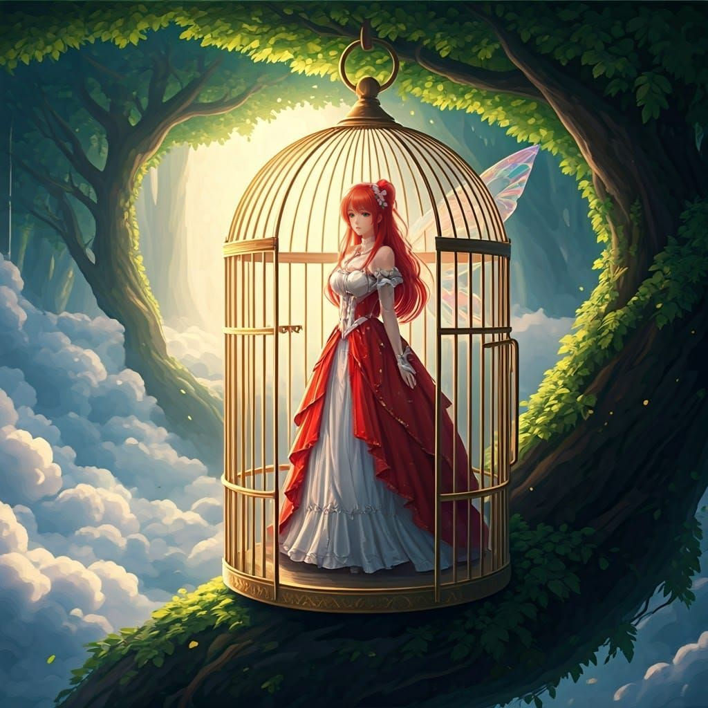 Ginger Goddess in Golden Birdcage