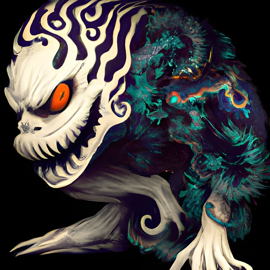 Scary Evil Ghost: A Dark Fantasy Ukiyo-e Monstrosity