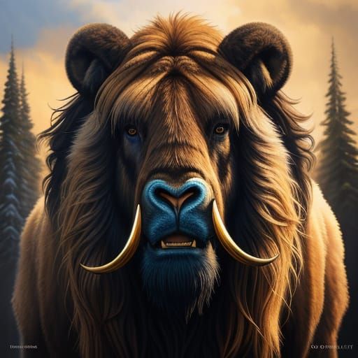 Hyperrealistic Oil Painting of a Majestic Woolly Mammoth