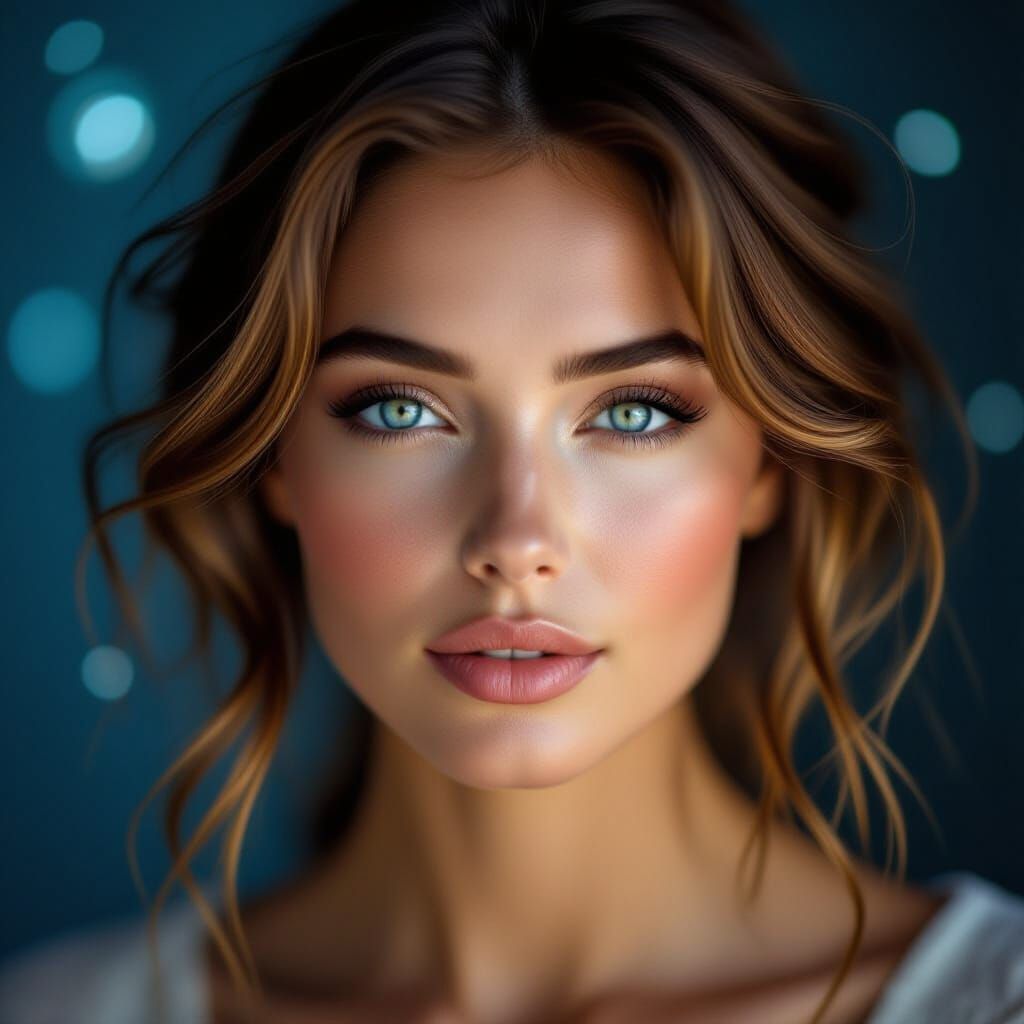 A captivating woman lost in a moment of quiet introspection....