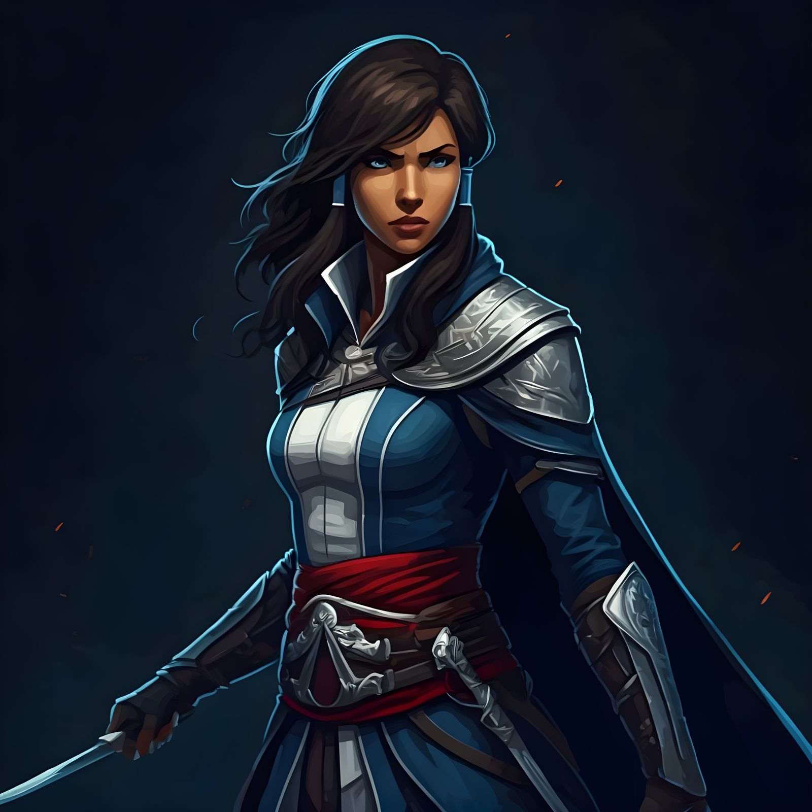 Korra in Elegant Assassin's Regalia, Inspired by Anime and M...