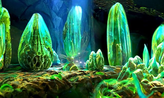 Spectacular Alien Crystal Cavern in Photorealistic Style