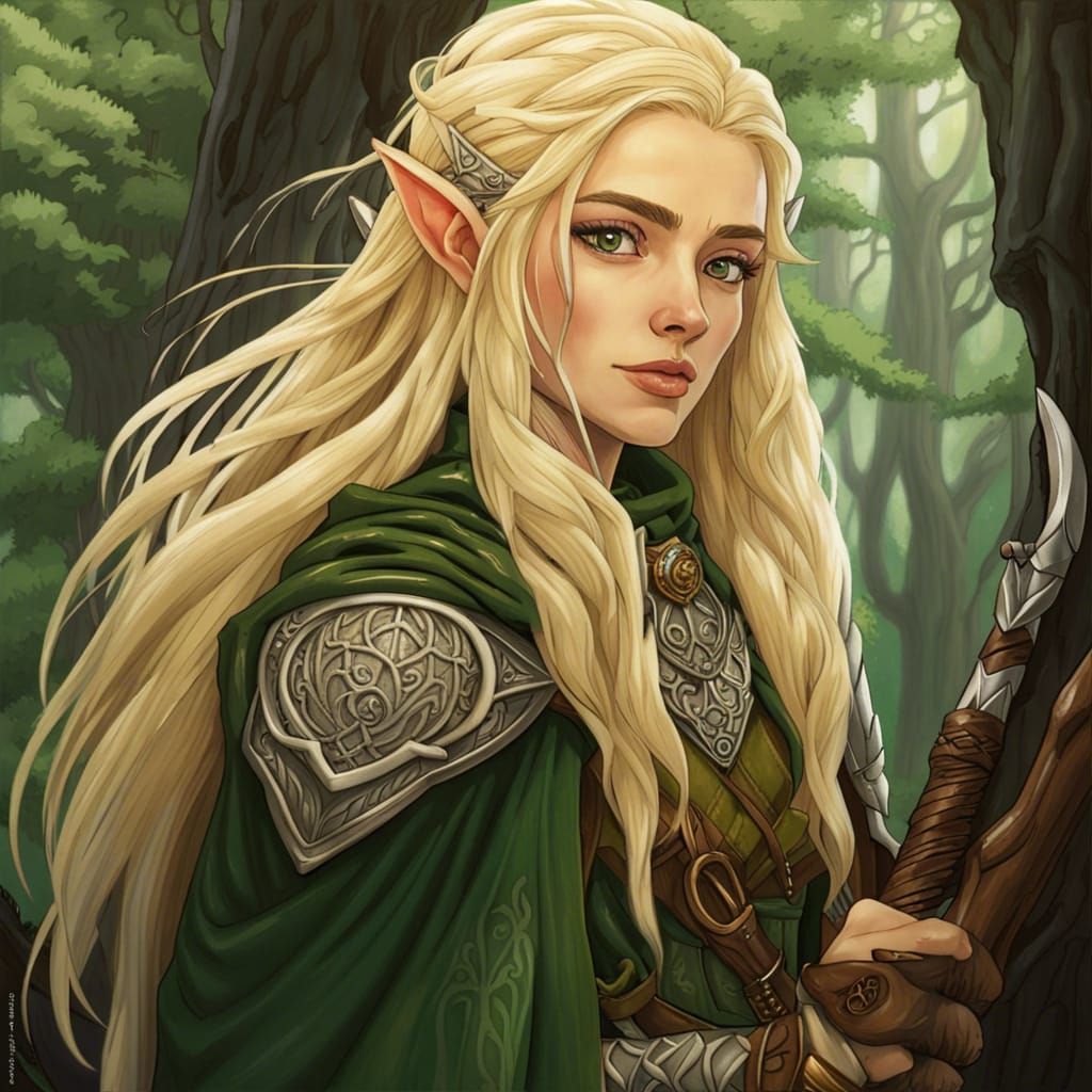 Elven Ranger Portrait in Ghibli Style