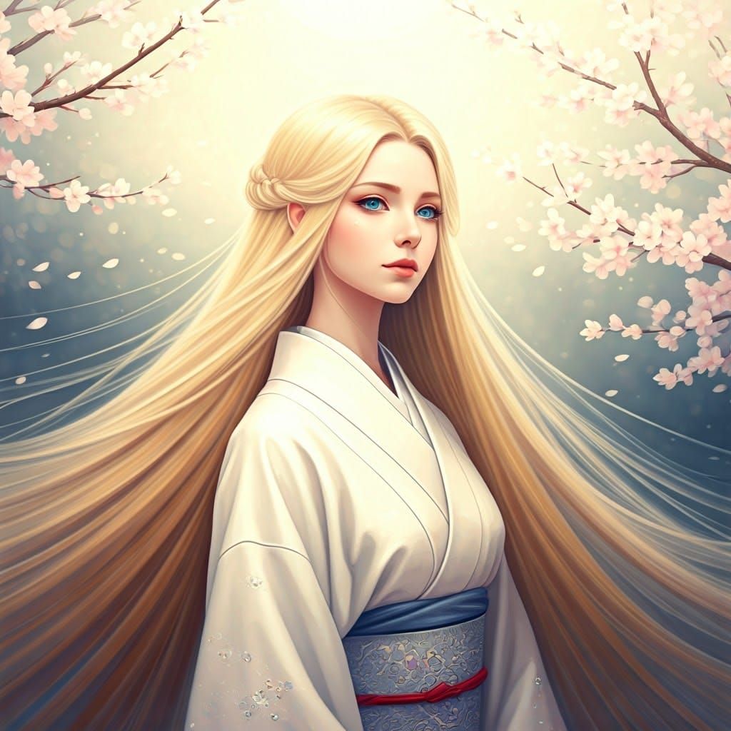 Ethereal Maiden in Sakura Dreamscape