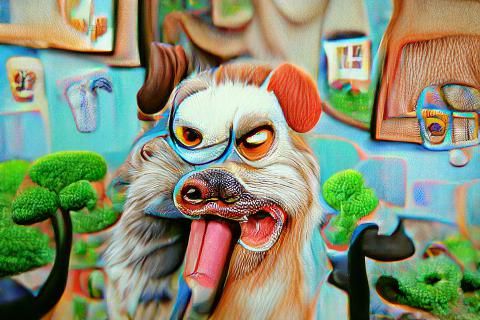 Funny Dog Portrait in Gouache Style