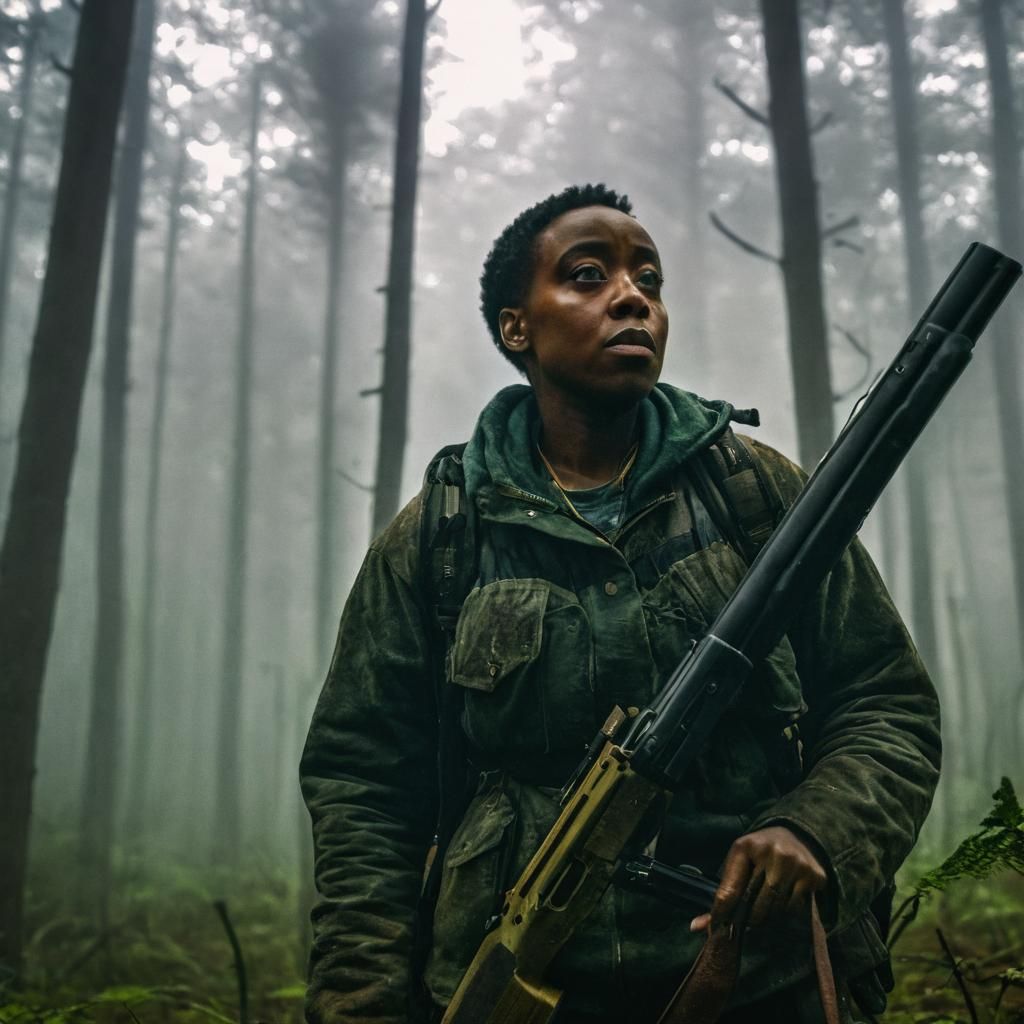 Misty Forest Hunter in Cinematic Style