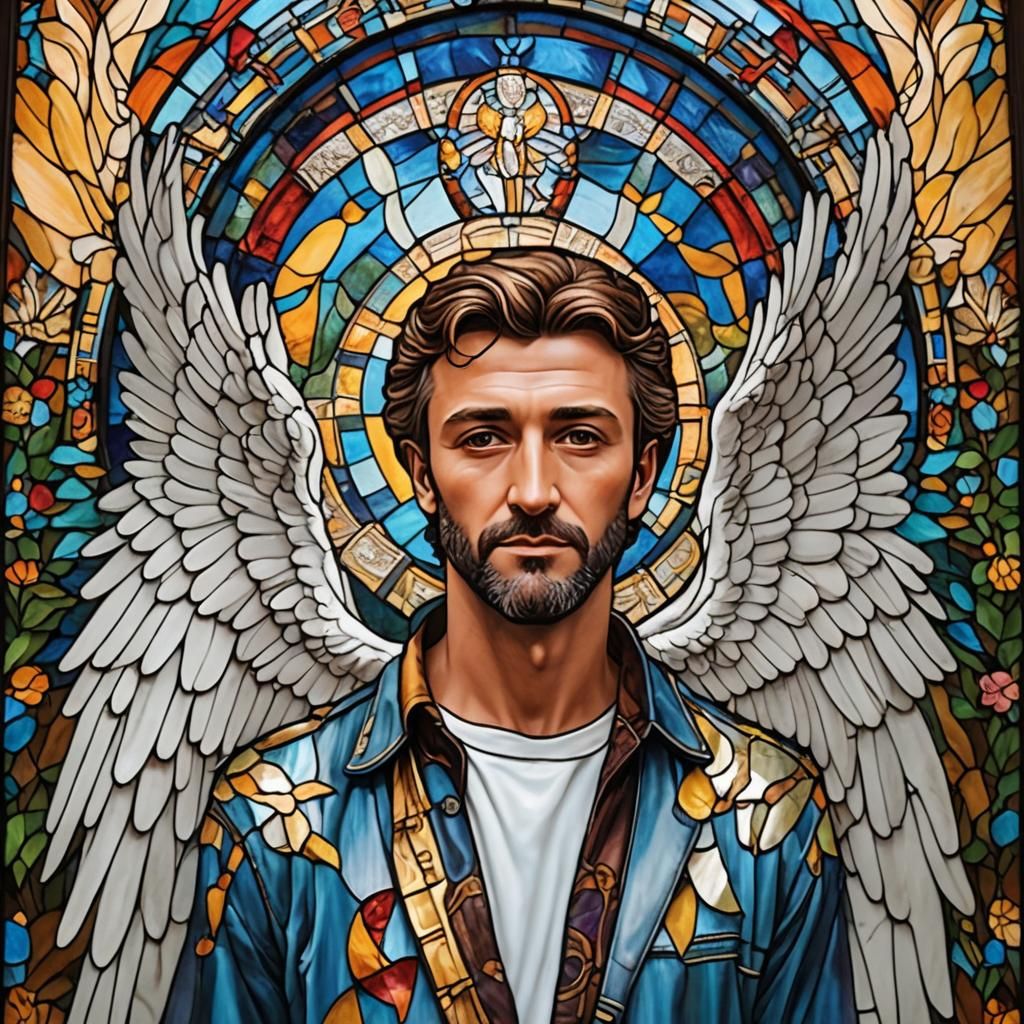 Stained Glass Mirror Reflecting Harvey Milk in Heaven