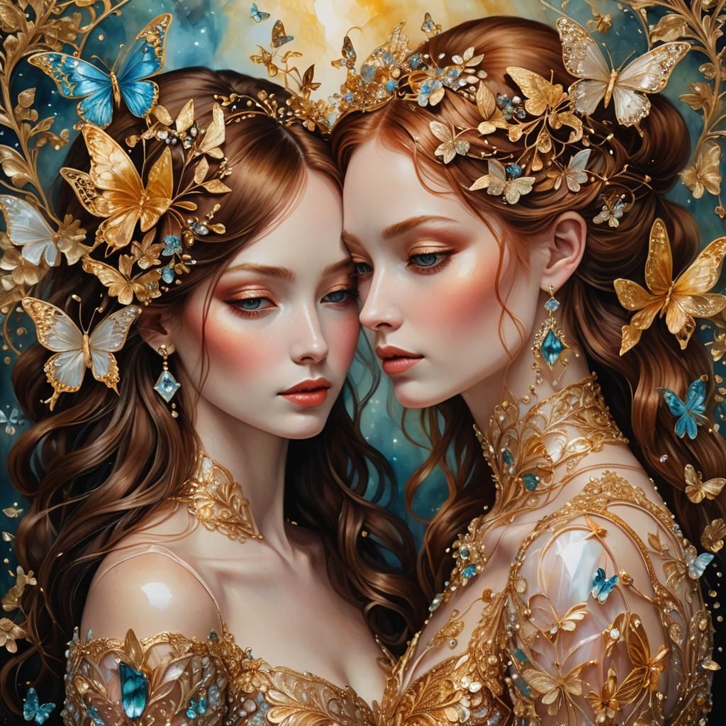 Loving Embrace with Crystalline Accents