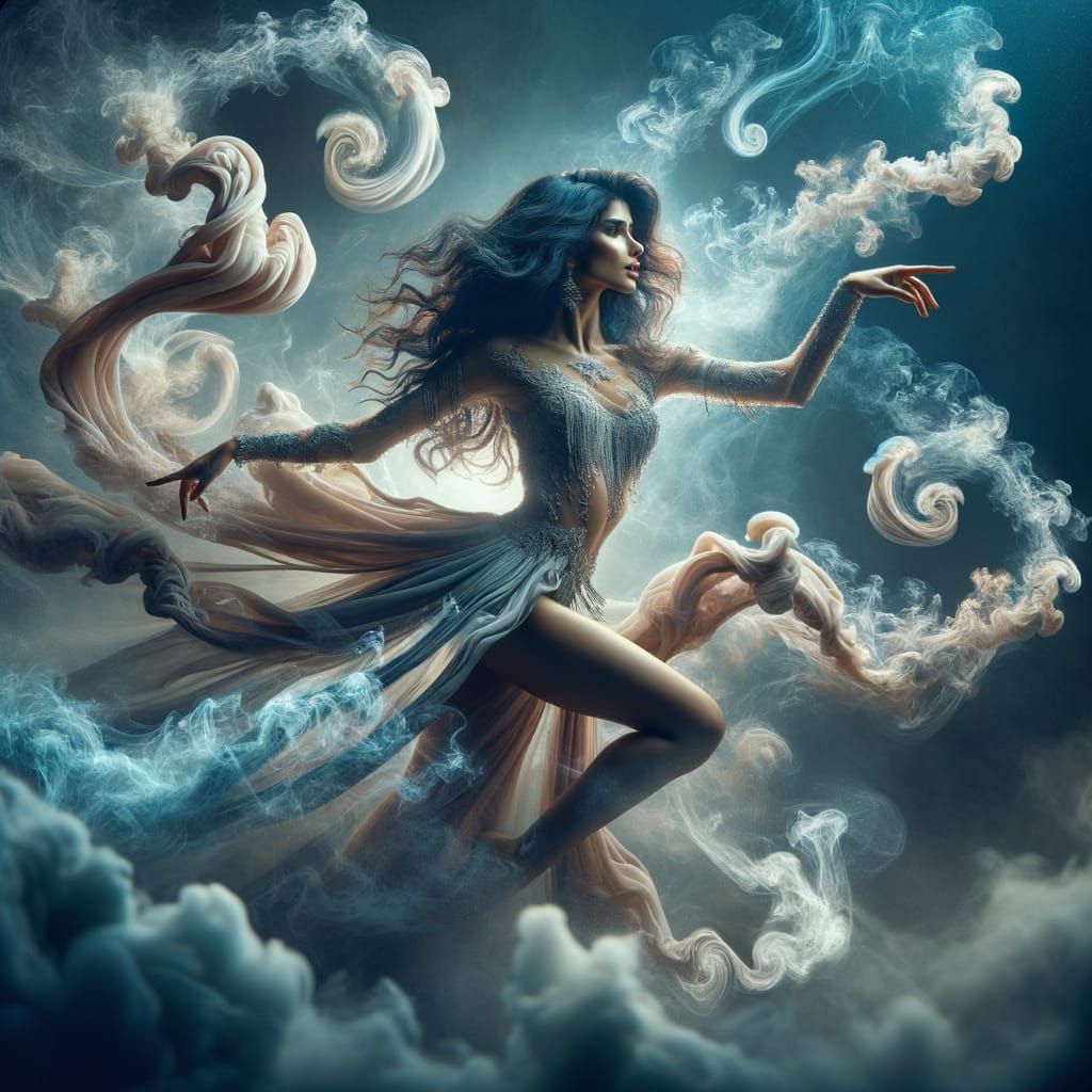 Ethereal Smoke Dancer in Fantasy Setting