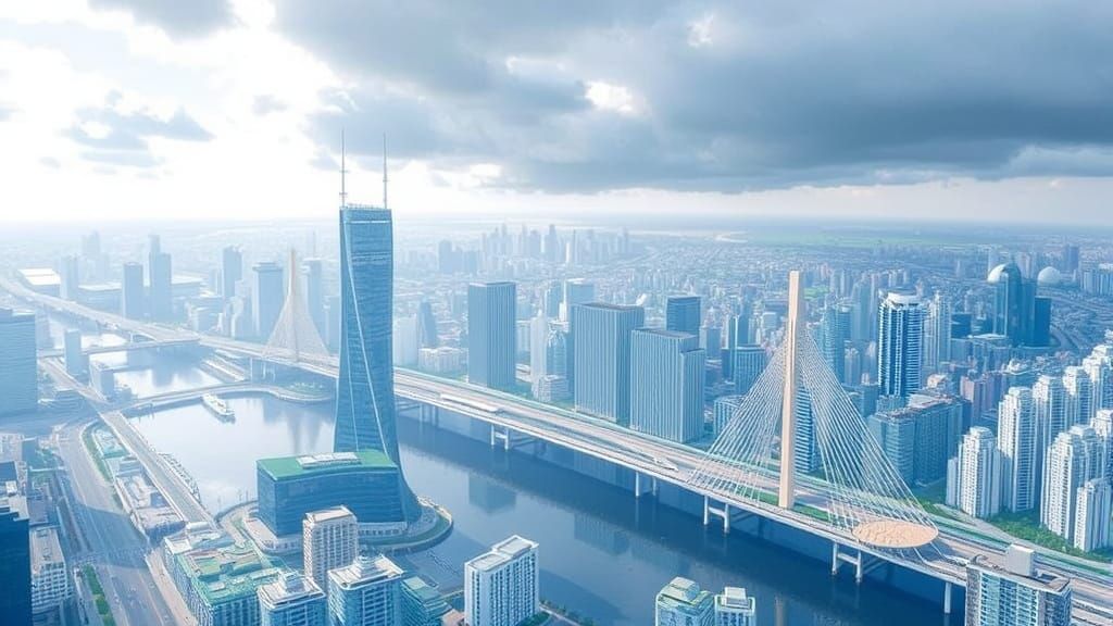 Cyberpunk Cityscape Thrives Amidst Rising Tides