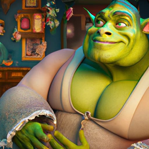 Hyperdetailed Shrek in Dark Fantasy Style
