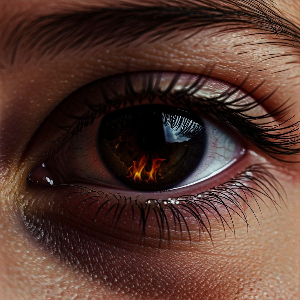 Child's Eye Reflecting Fire, Professional Photography