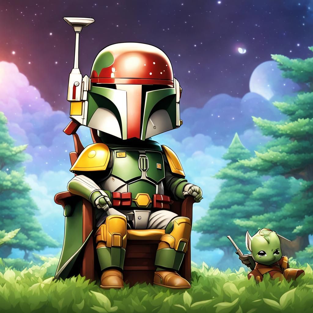 Chibi Boba Fett on the Portrait Planet