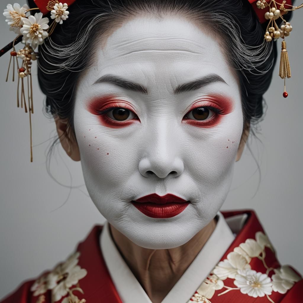 Captivating Portrait of an Old Geisha