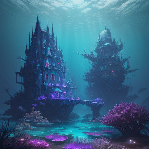 Glass House Shines Underwater in Vibrant, Dreamlike Scene
