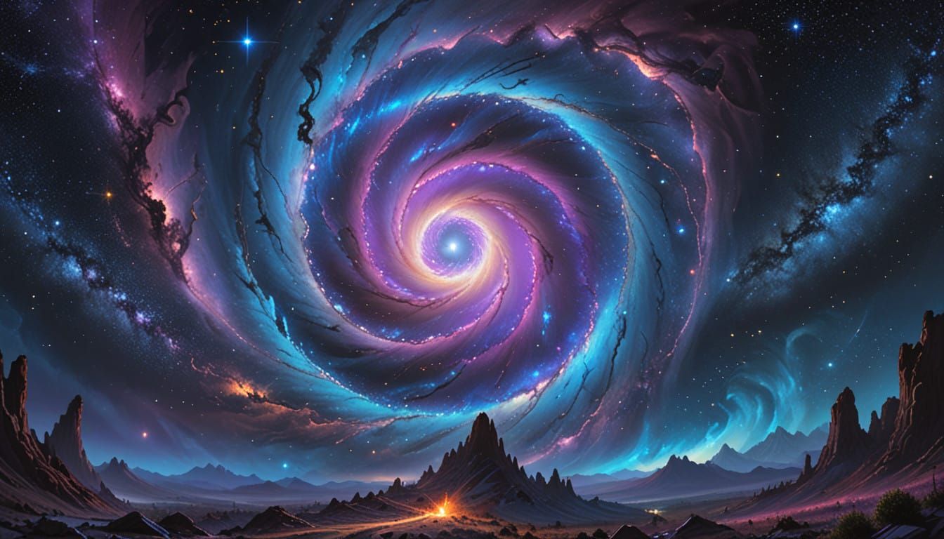 Cosmic Vortex of Iridescent Light and Gas