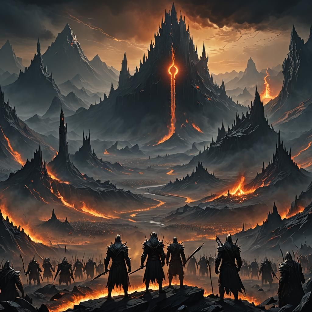 Sauron Commands Mordor's Army: Dark Fantasy Art