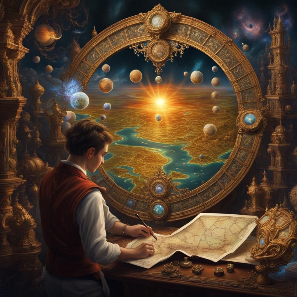 AI-Generated Treasure Map with Cosmic Elements