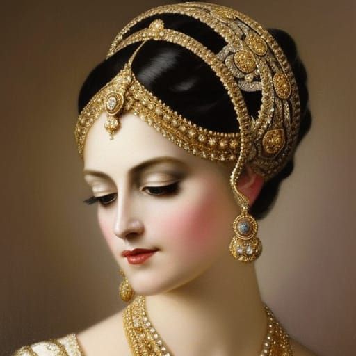 Victorian Lady Portrait with Gold Gown