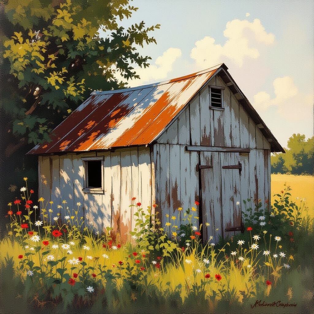 Weathered Shed in Late Afternoon Light