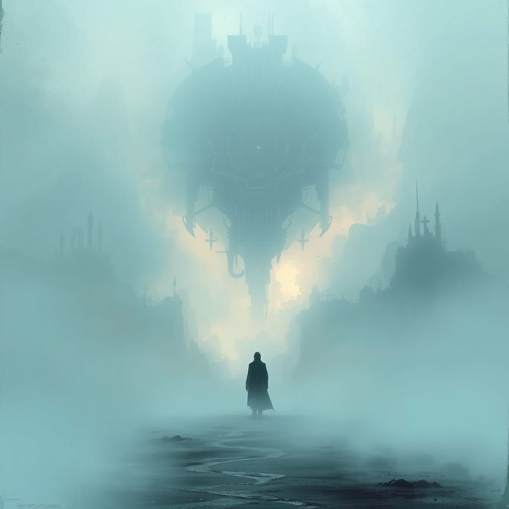 Ethereal Figure Lost in a Haunting Mist