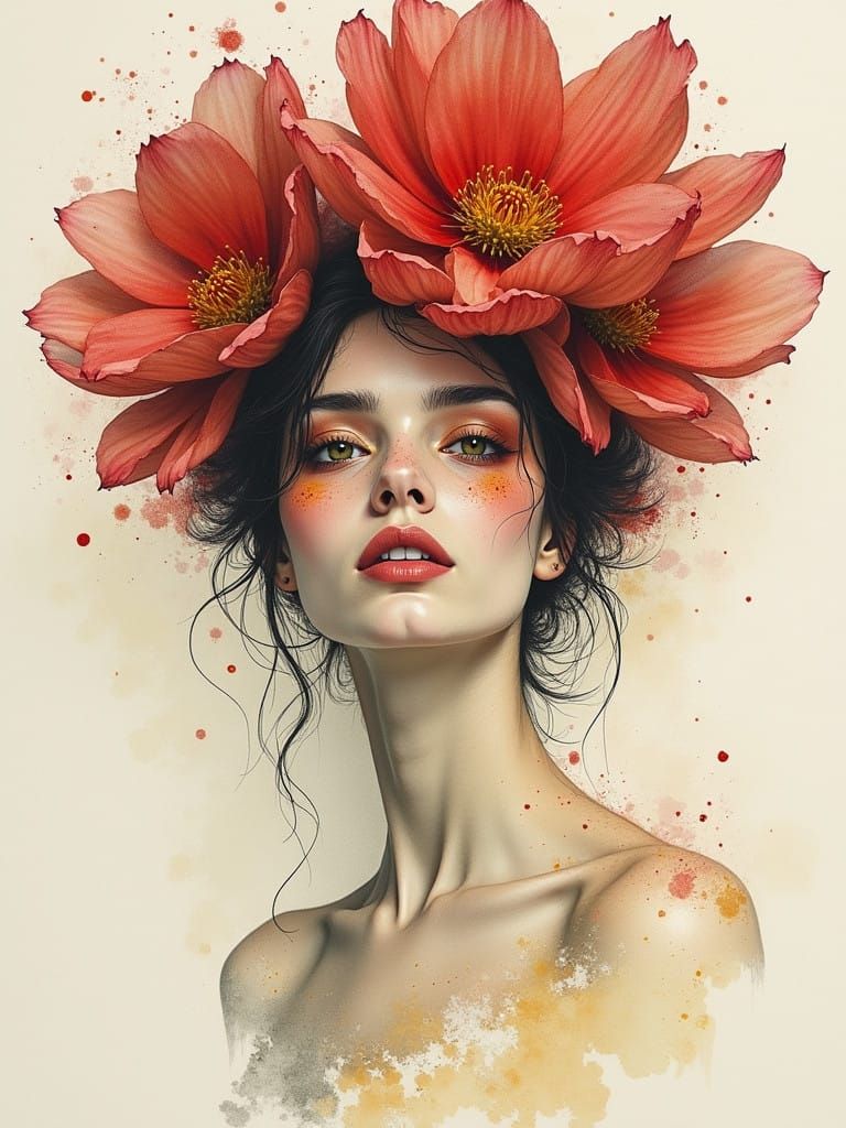 Majestic Watercolor Portrait of a Moody Deity