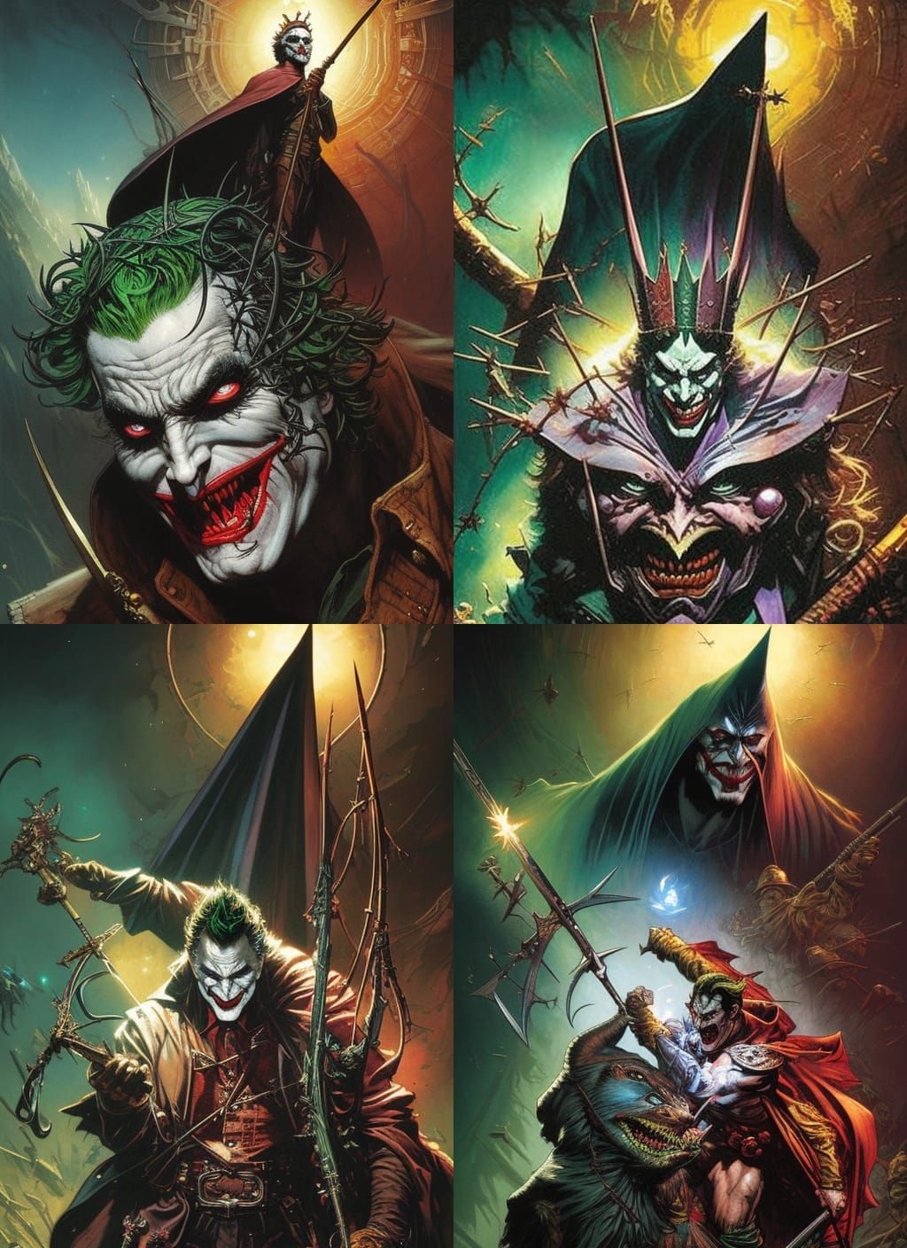 Crucified Joker: Crayon Caricature in Comic Style