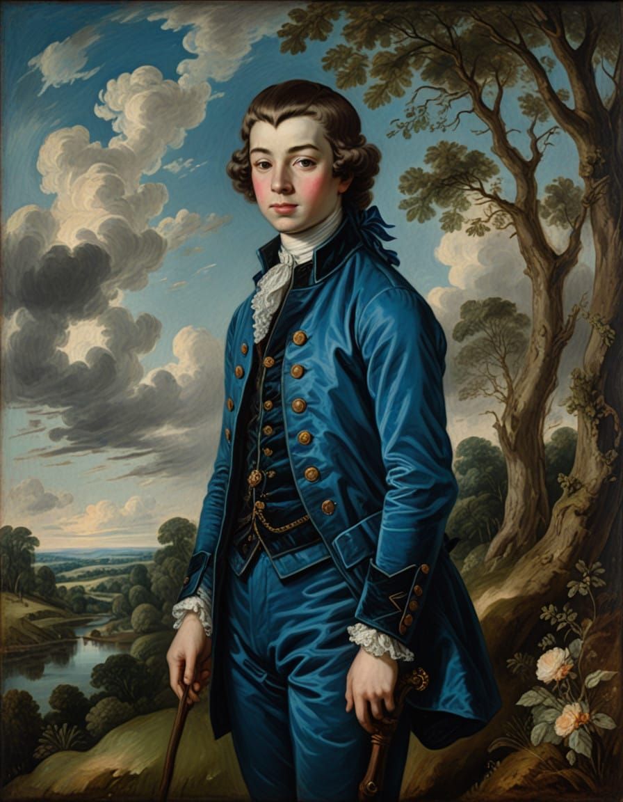 The Blue Boy in Oil Painting Style
