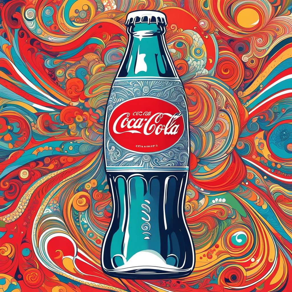 Psychedelic Coca-Cola Poster with Zentangle Patterns