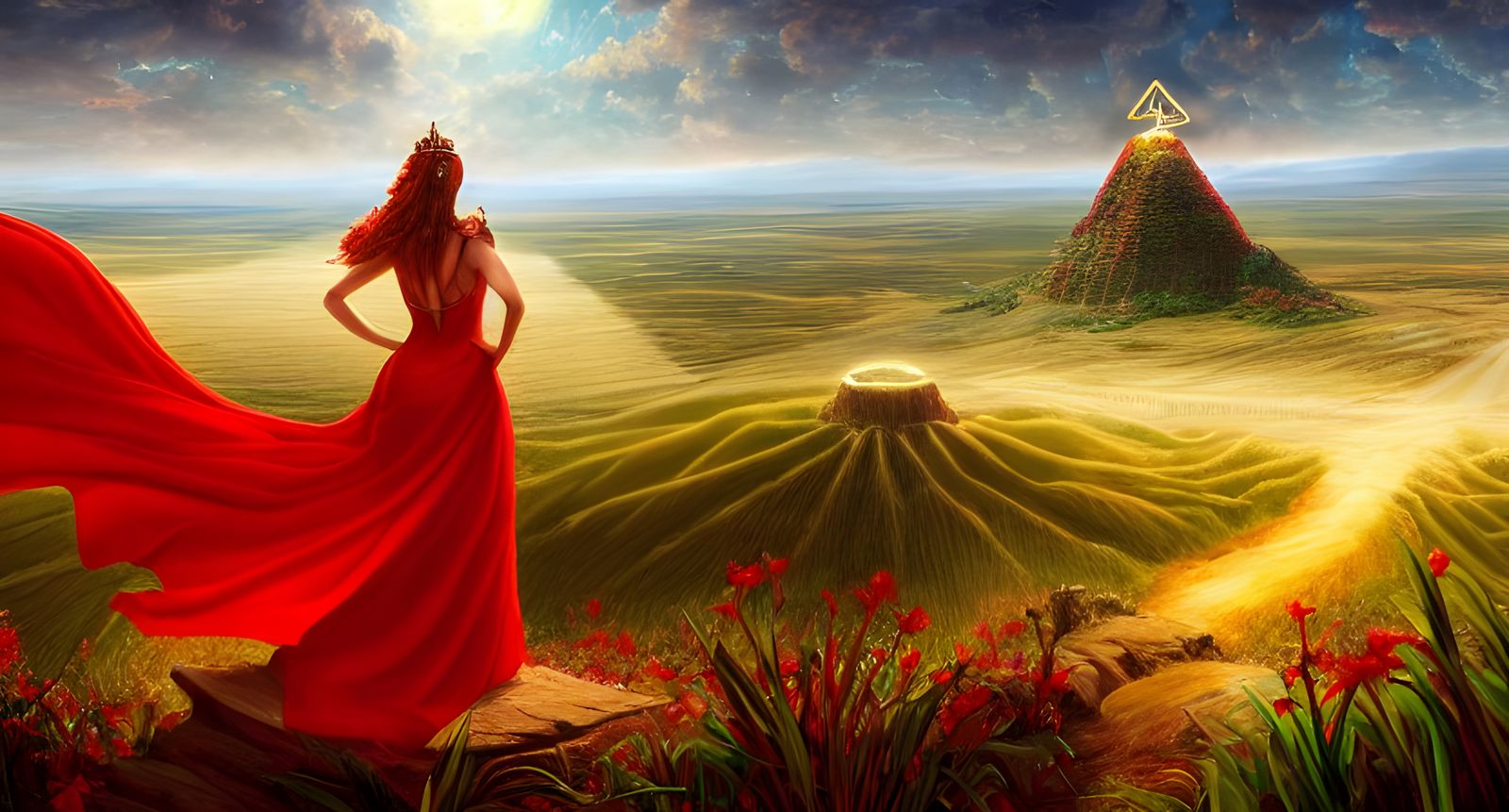 Goddess Overlooking Earth with Stargate: Digital Concept Art