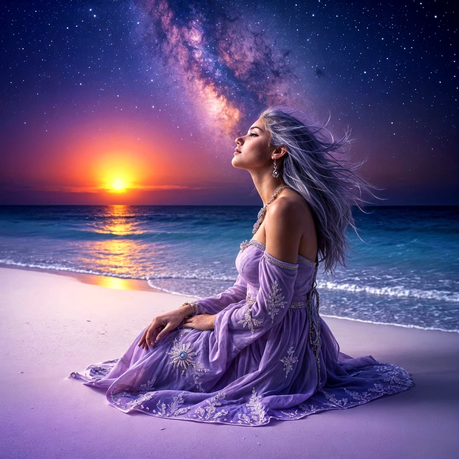 Ethereal Fantasy Beach: A Dreamy Scene of Beauty and Wonder