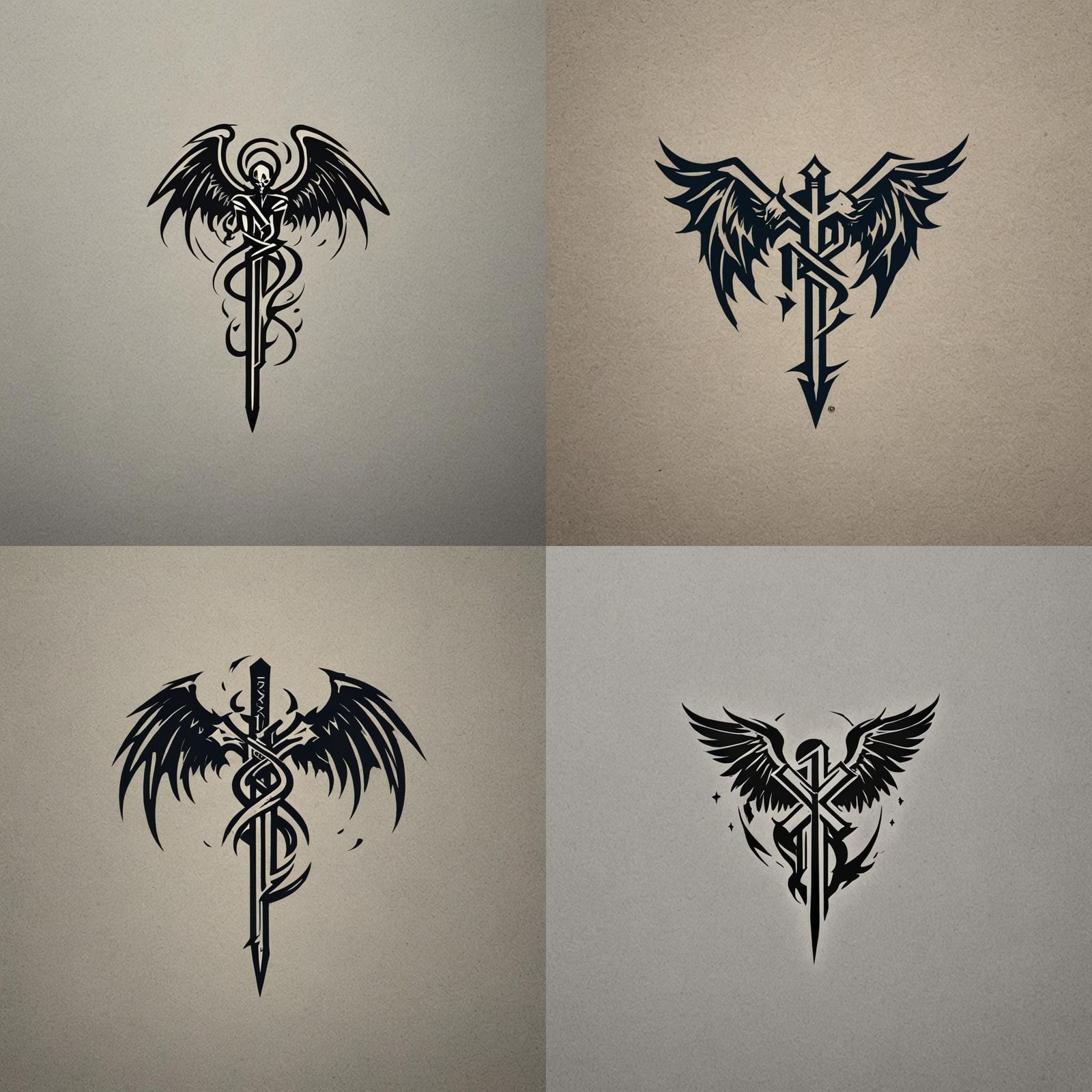 Fallen Angel Tattoo Design with Demonic Rune