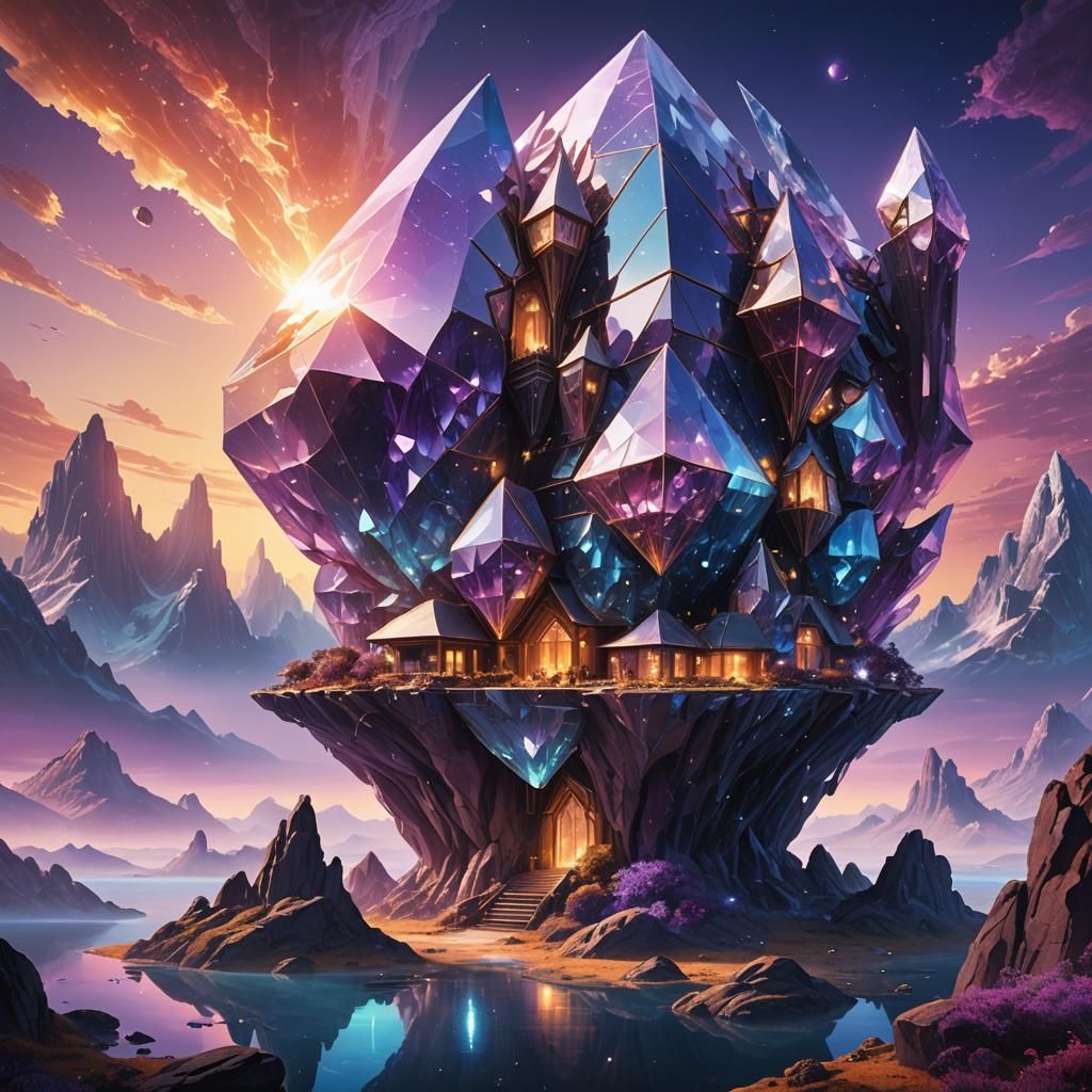 Floating Crystal Home for Alien Family