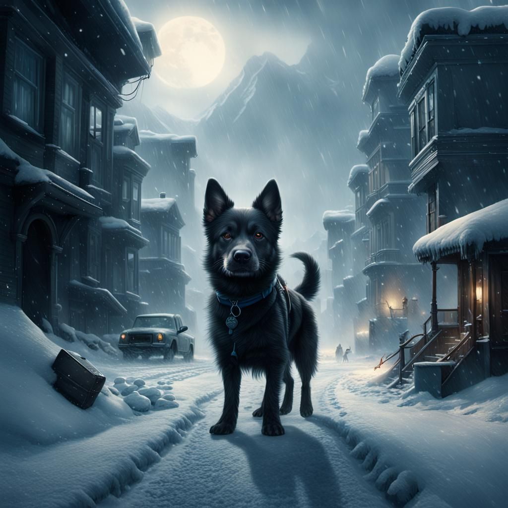 Epic Cinematic Portrait of Blizzard the Dog