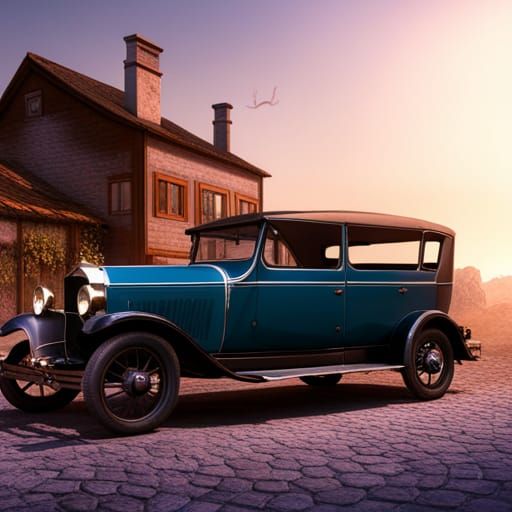 Fantastical Old Car in Detailed Matte Painting