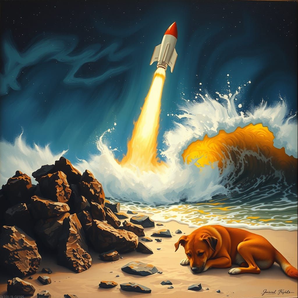 Epic Rocket Launch, Crashing Waves, and Tired Dog